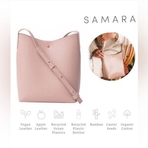 Anthropologie Samara Pink Vegan Leather Shoulder Bag Crossbody Bucket Purse